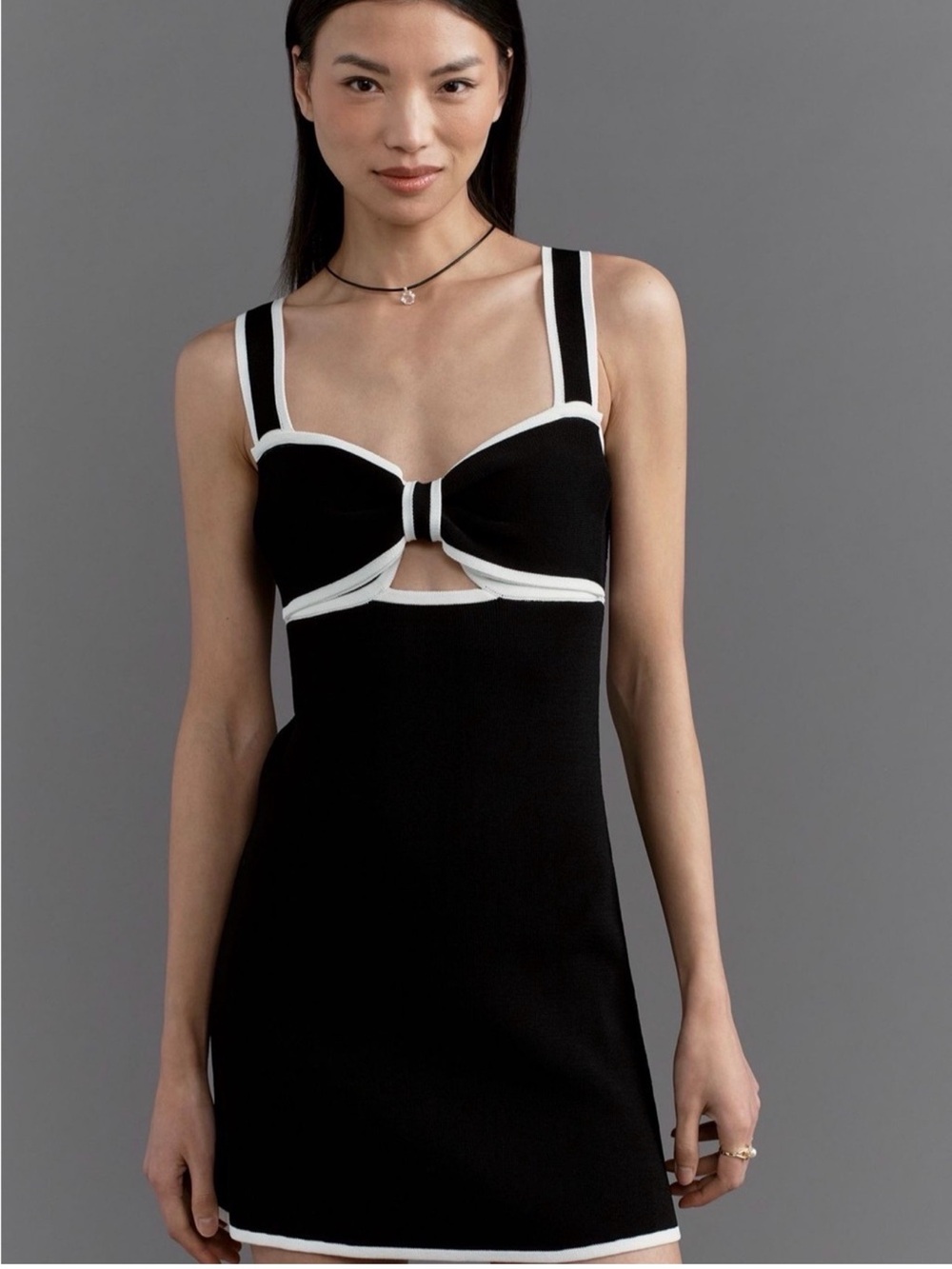 Maeve Black & White Cutout Mini Dress